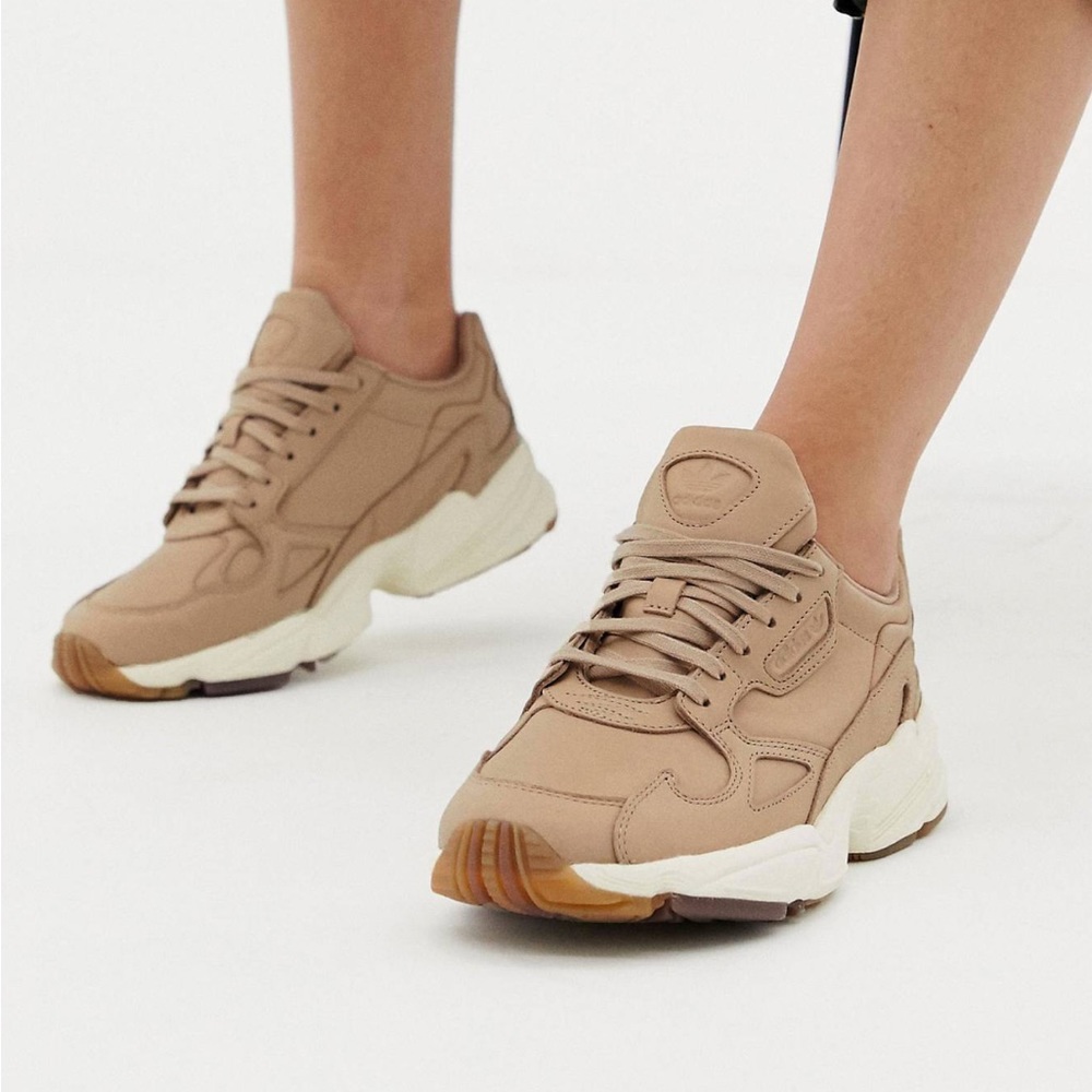 Adidas Originals Premium Falcon Leather Sneakers in Beige Size 6